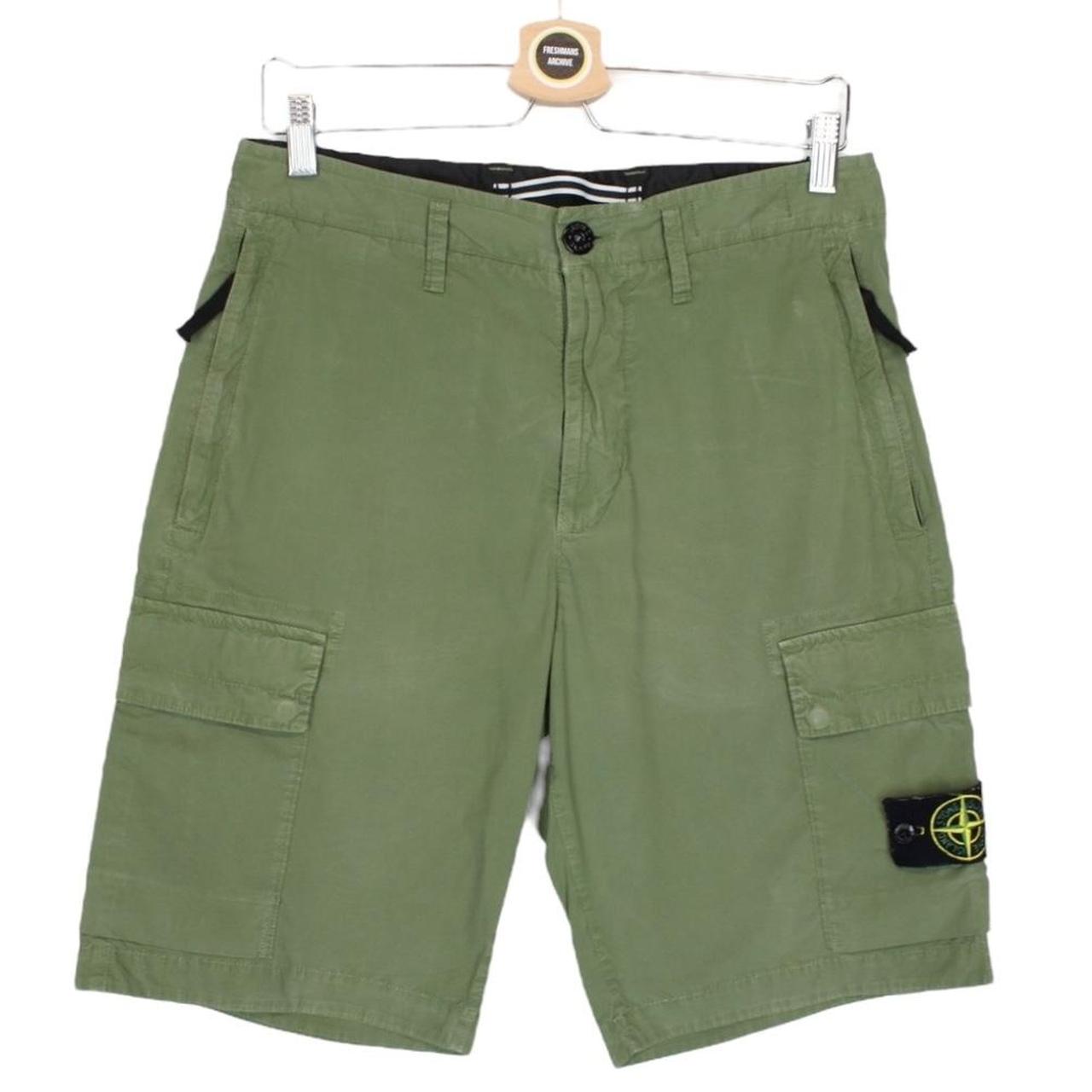 Stone Island SS 2022 Green Bermuda Cotton Cargo Shorts