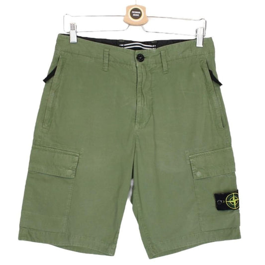 Stone Island SS 2022 Green Bermuda Cotton Cargo Shorts