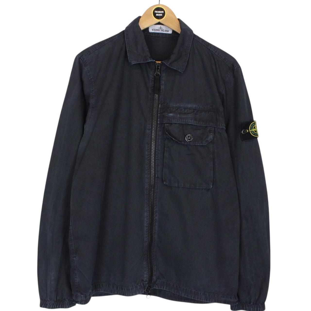 Stone Island AW 2020 Navy Blue Full Zip Cotton Overshirt Jacket
