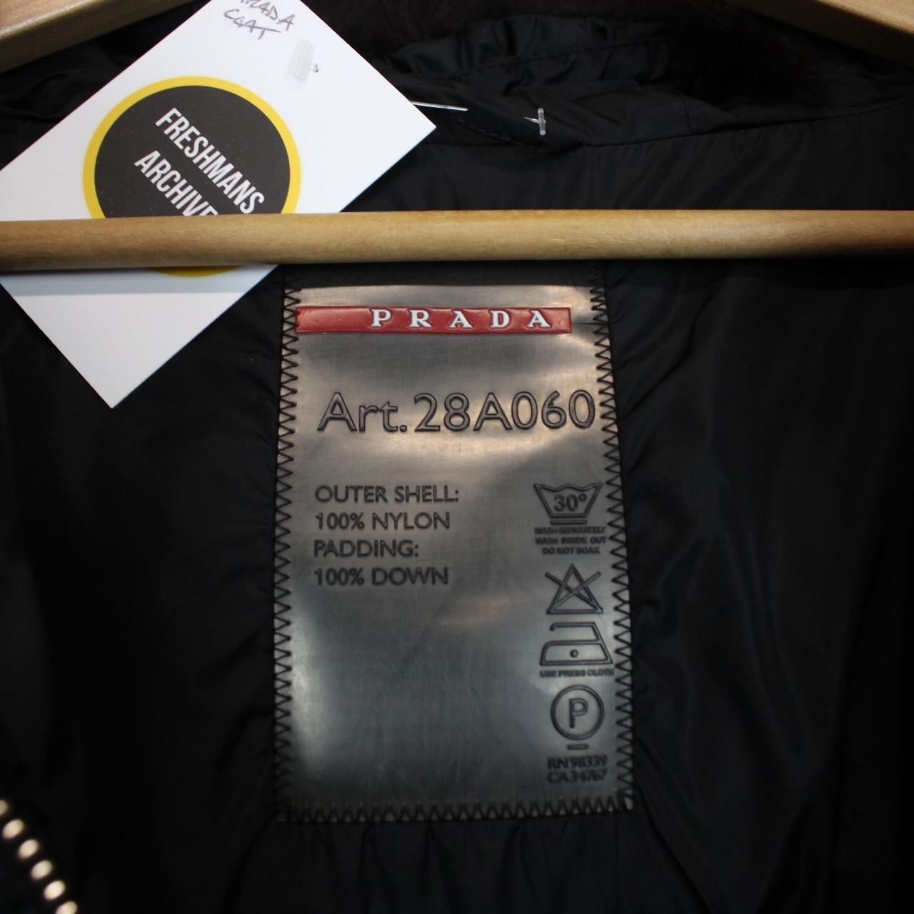 Prada Black Nylon Fur Hood Down Jacket
