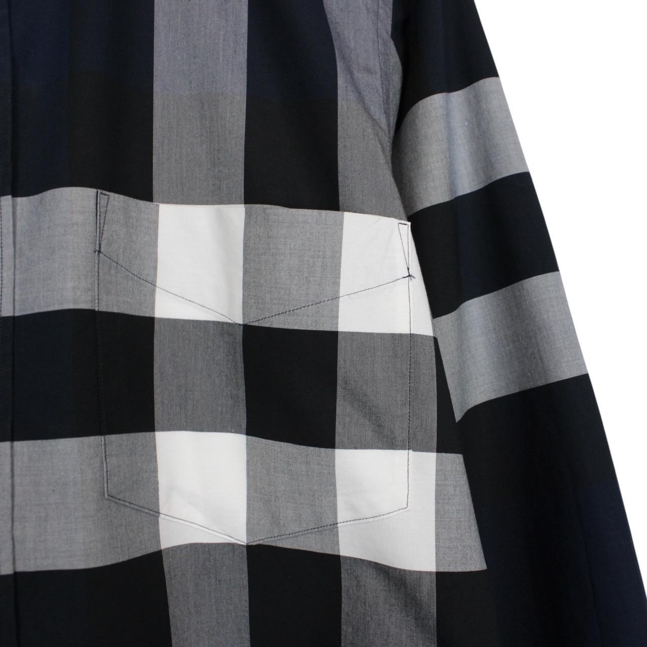 Burberry London Navy Blue Somerton Nova Check Long Sleeve Shirt