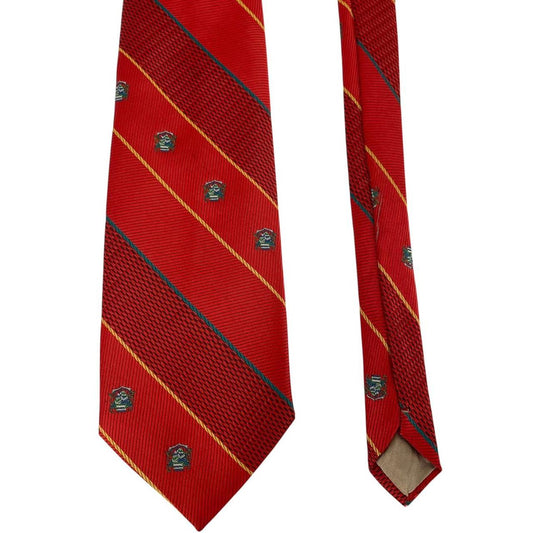 Vintage 90s Christian Dior Red Striped Silk Tie