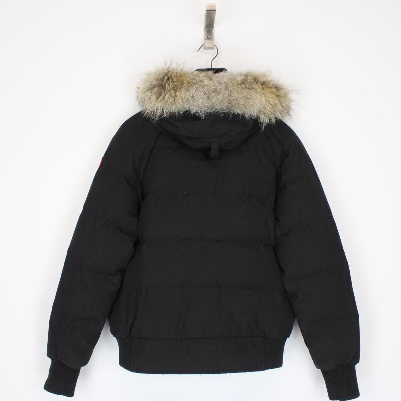 Canada Goose Black Savona Bomber Down Jacket with Fur Trim
