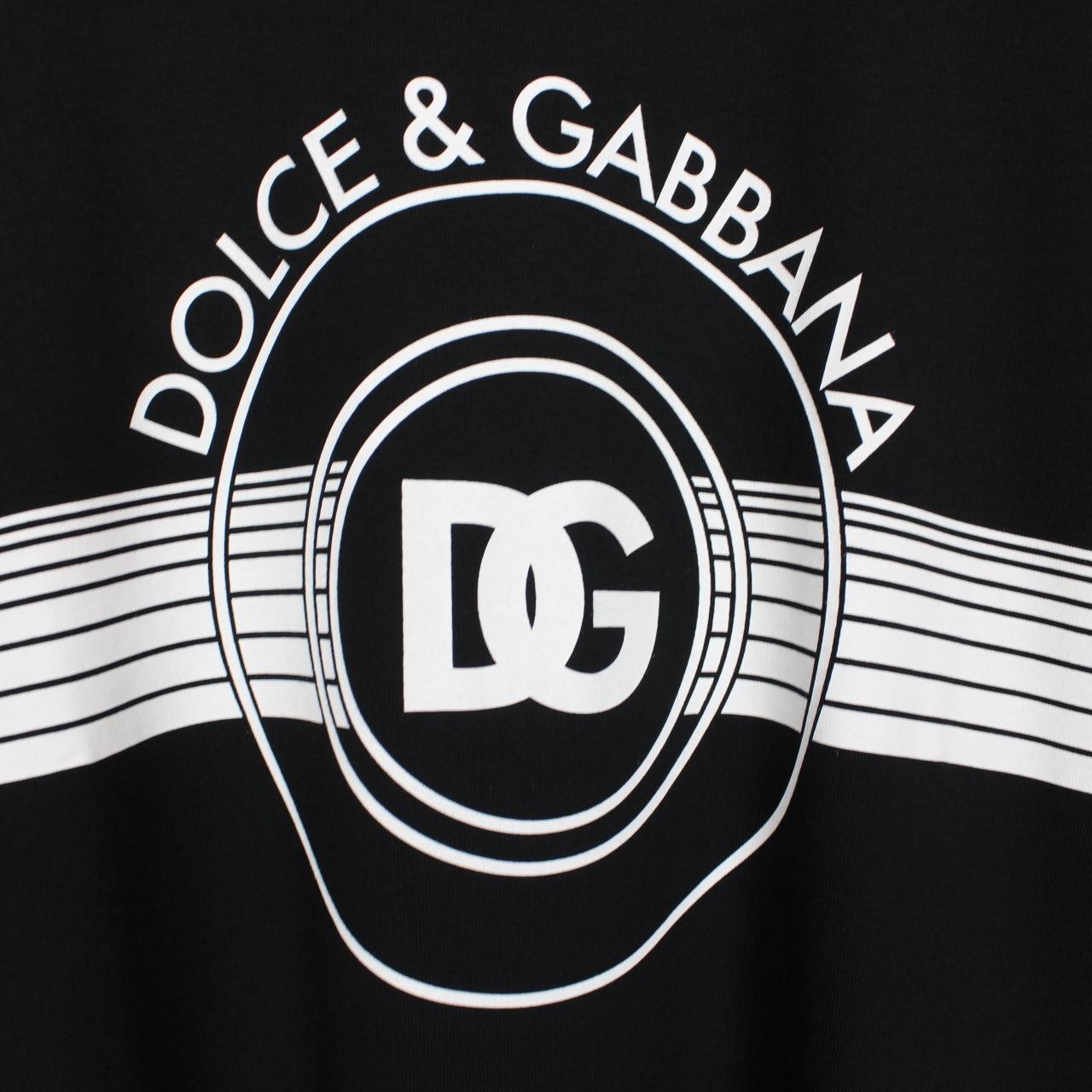 Dolce and Gabbana Black and White Interlock Logo Short Sleeve T-Shirt