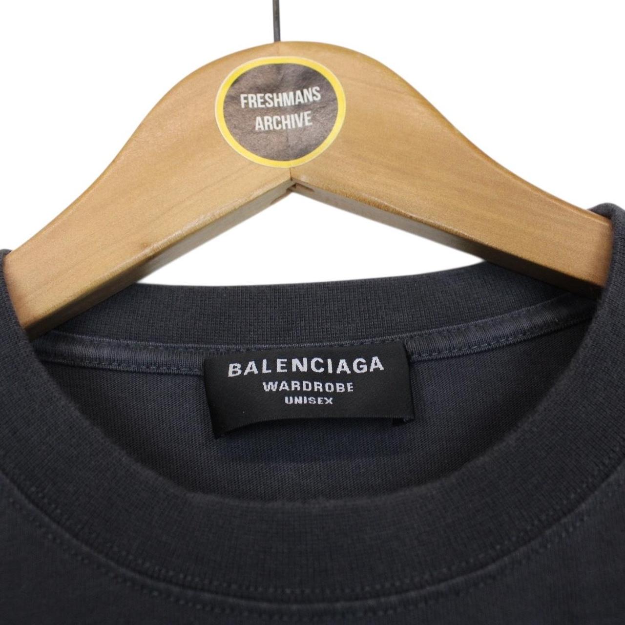 Balenciaga Dark Grey Political Campaign Logo Short Sleeve Cotton T-Shirt