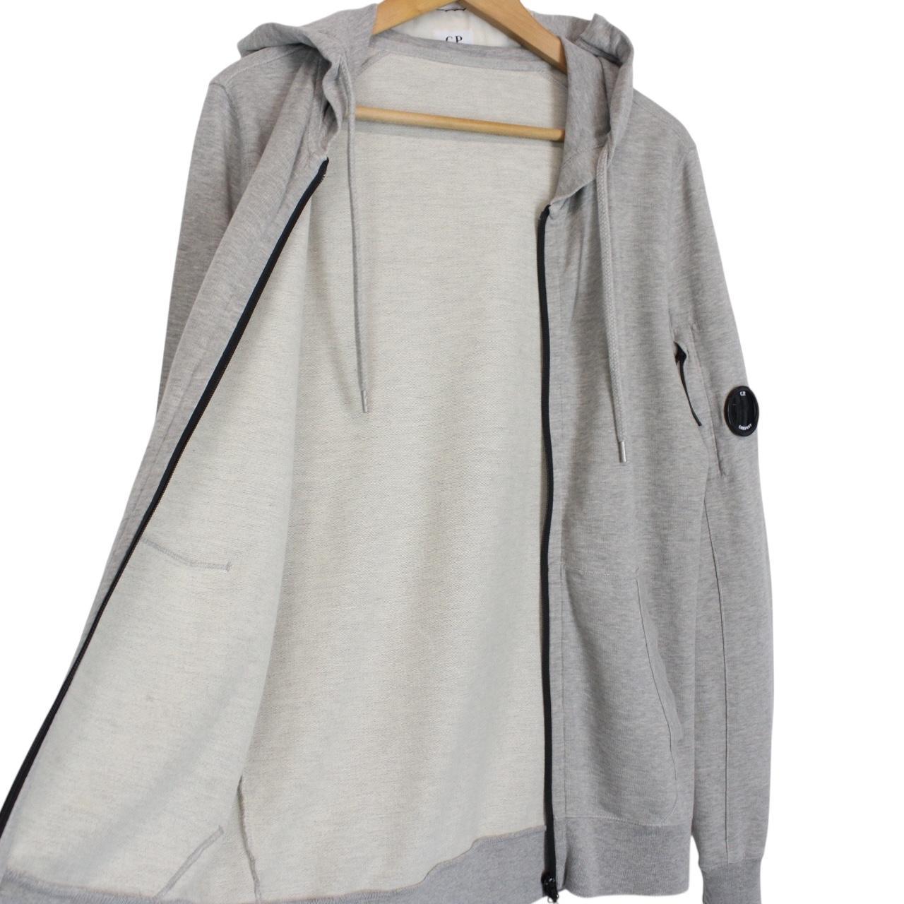 CP Company Grey Full Zip Lens Cotton Hoodie Jumper
