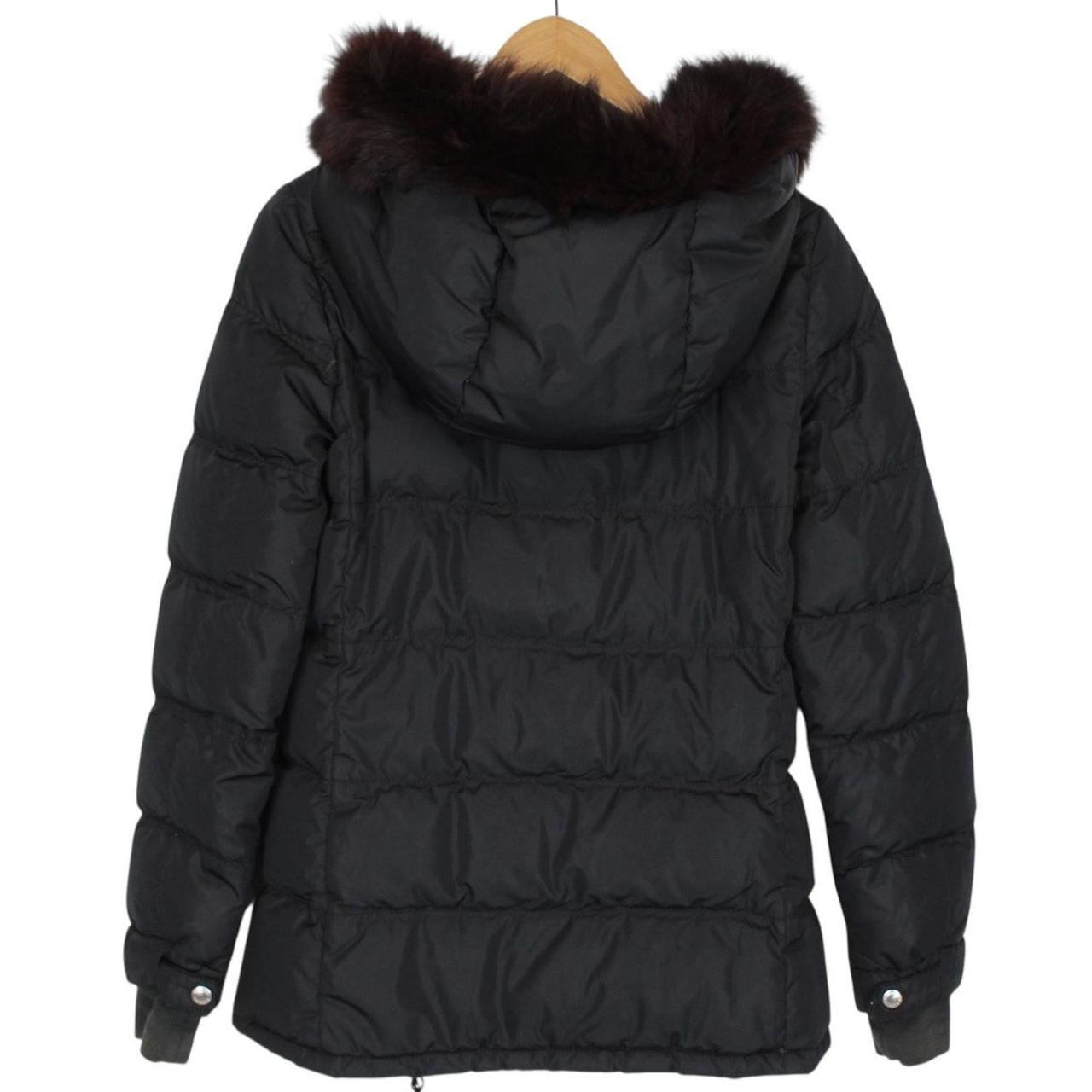 Prada Black Nylon Fur Hood Down Jacket