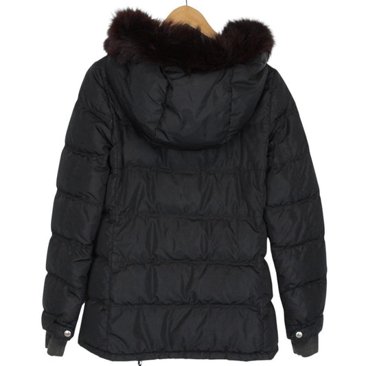 Prada Black Nylon Fur Hood Down Jacket