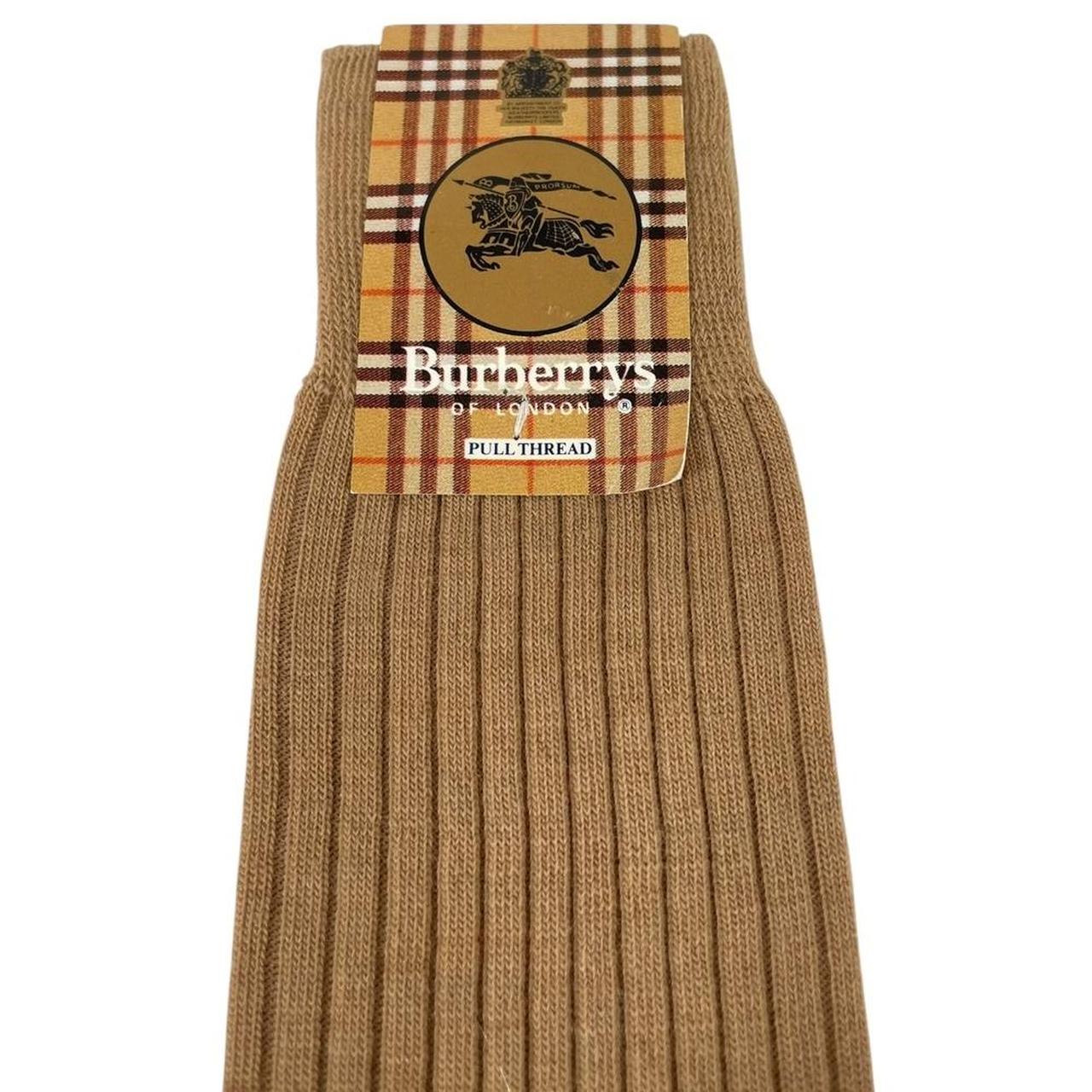Vintage 90s Burberry Deadstock Tan Brown Long Wool Socks
