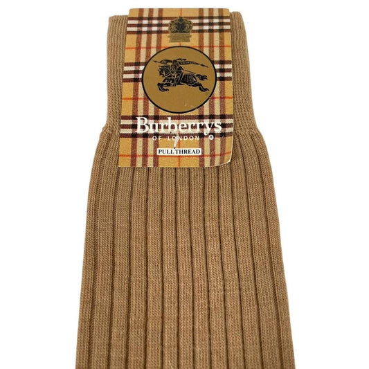 Vintage 90s Burberry Deadstock Tan Brown Long Wool Socks