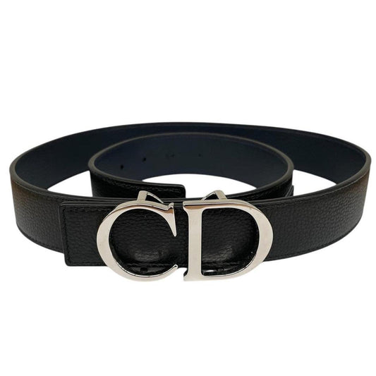 Dior Black and Navy Blue CD Logo Reversible Leather Belt
