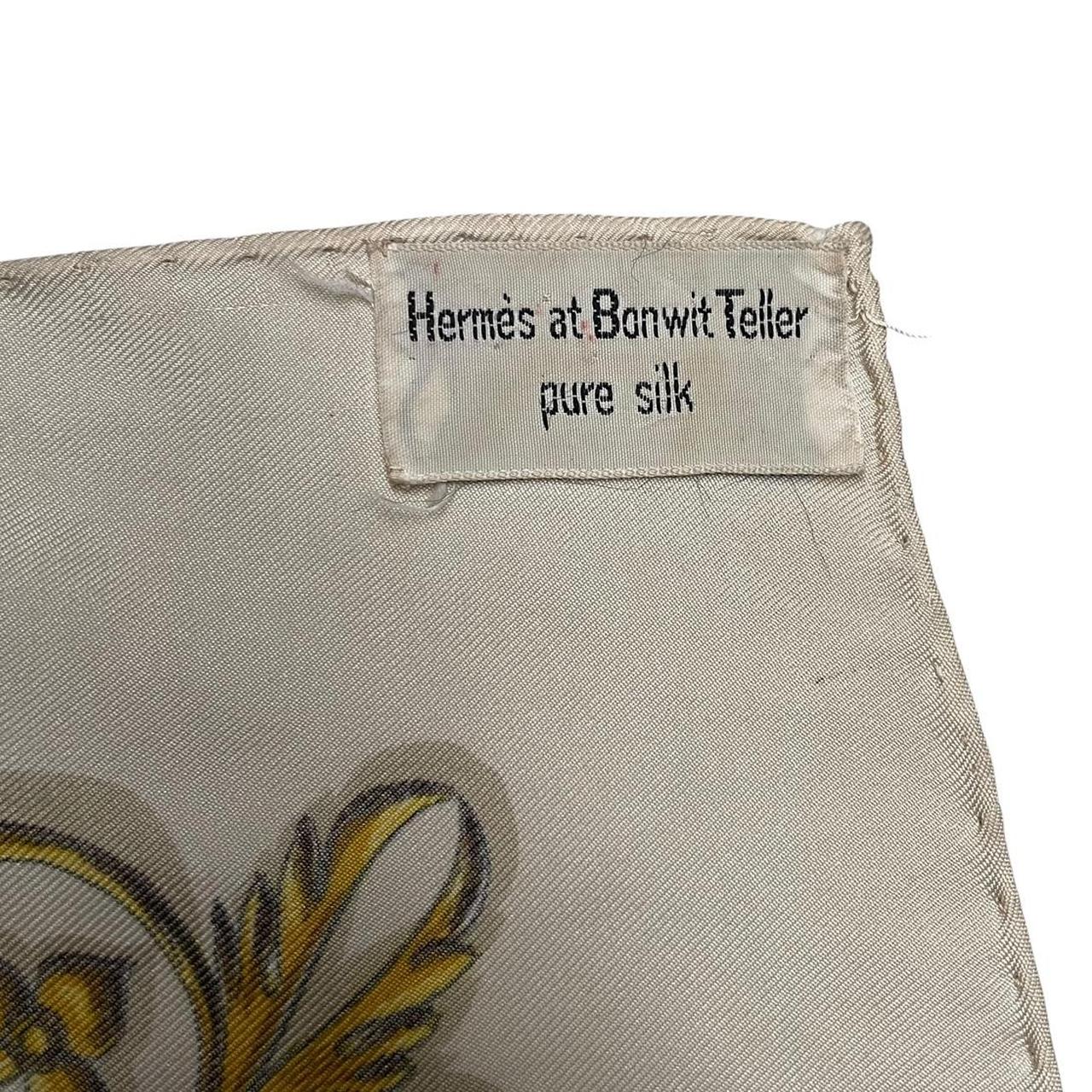 Vintage 1971 Hermes Dies et Hore Cream and Gold Silk Scarf