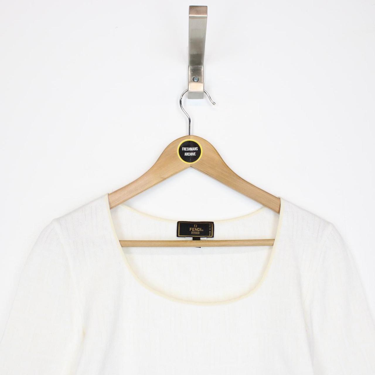 Vintage 90s Fendi Cream Zucca Monogram Deep Neck Top