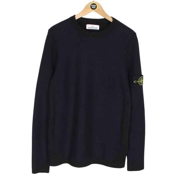 Stone Island AW 2017 Navy Blue and Black Alpaca Wool Knit Blend Jumper