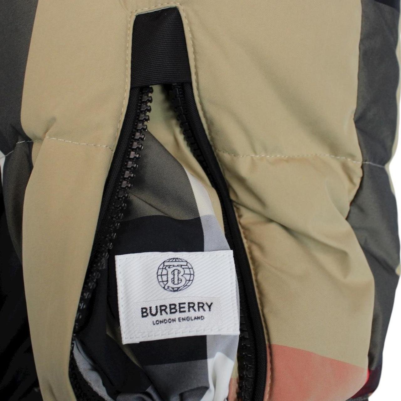 Burberry Oakham Beige and Black Nova Check Reversible Hooded Down Gilet /