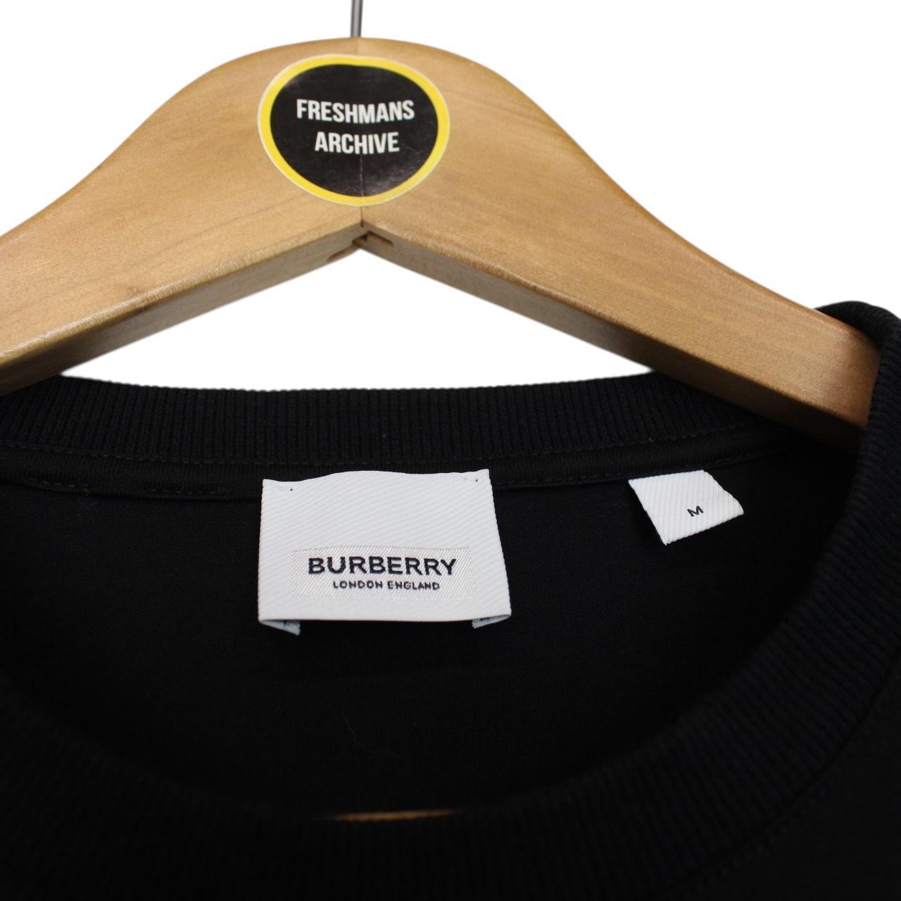 Burberry Black and White Logo Print Spellout Short Sleeve T-Shirt