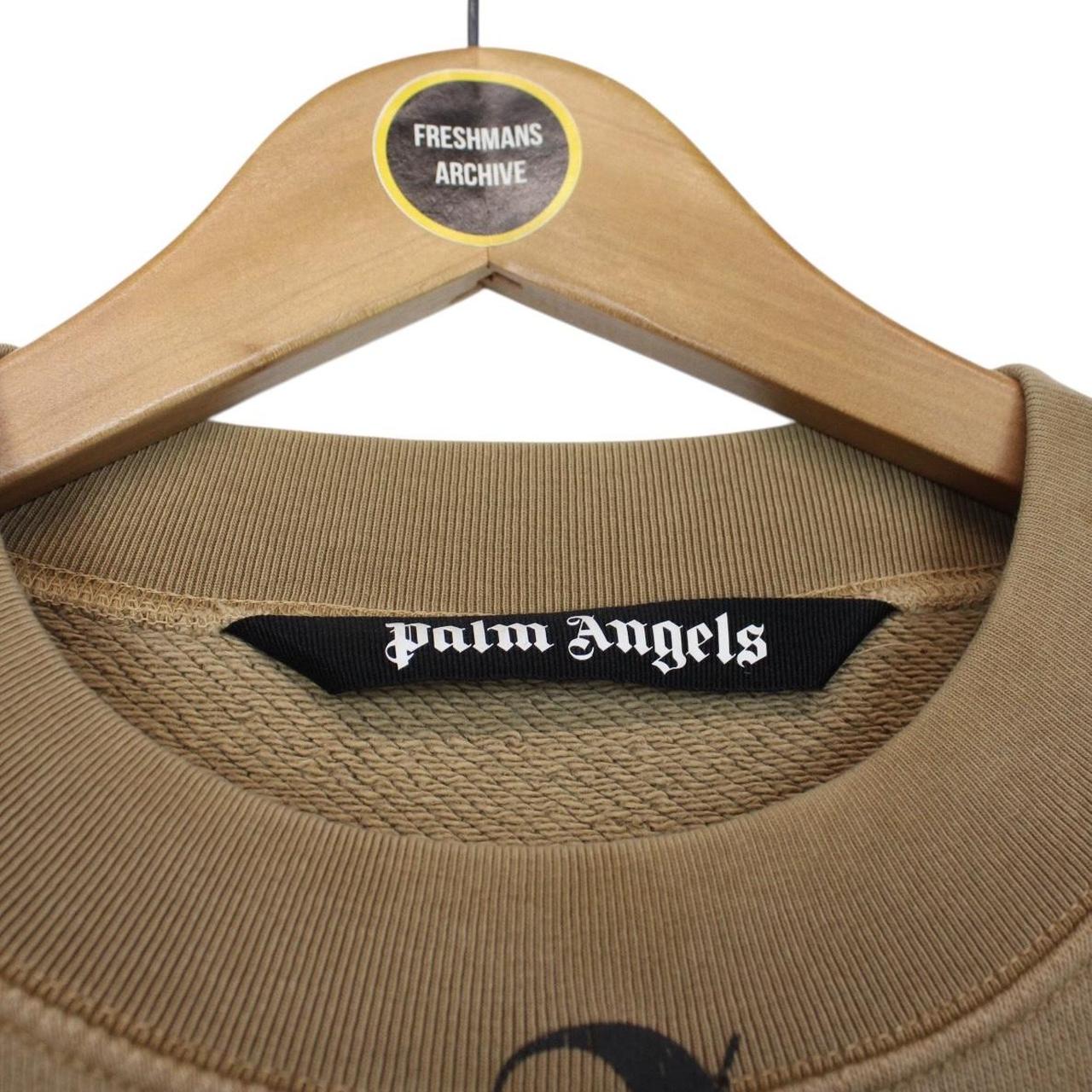 Palm Angels Tan Brown and Black Curved Logo Print Sweatshirt Jumper
