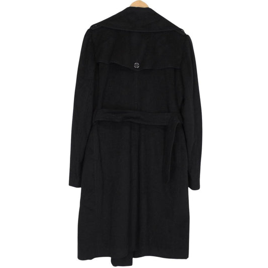 Burberry Black Nova Check Double Breasted Belted Cashmere Wool Trench Coat