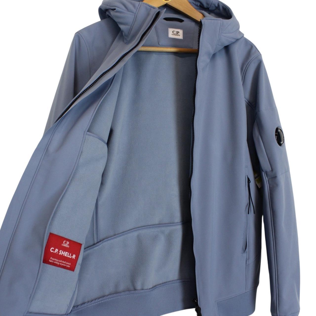 CP Company Blue Soft Shell R Full Zip Goggle Hooded Jacket