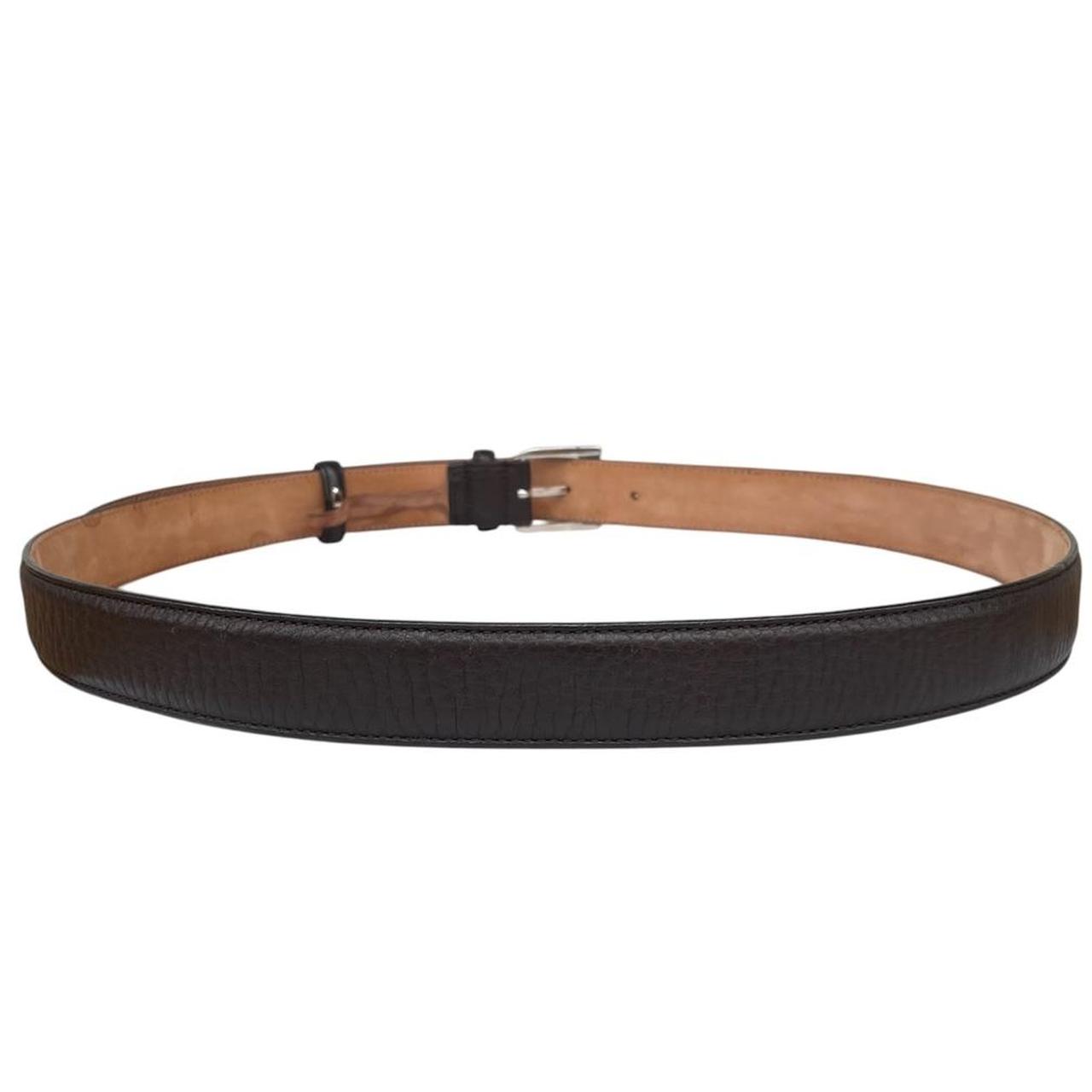 Gucci Brown and Silver Rectangular Buckle Leather Belt