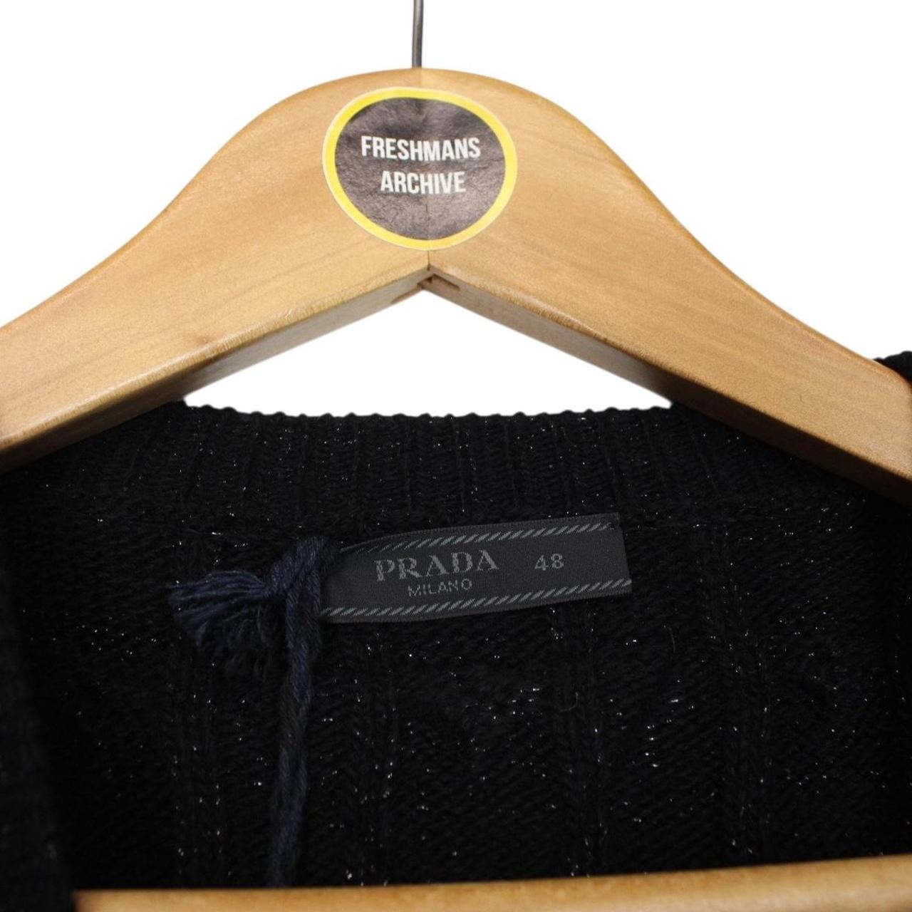 Prada Black Metallic Cashmere Wool Blend Cable Knit Jumper