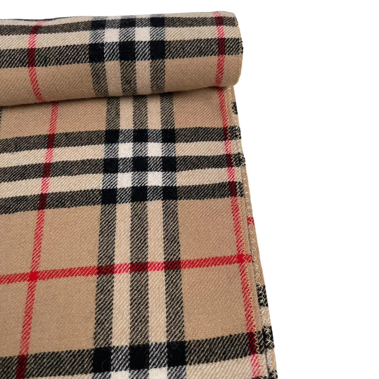 Vintage 90s Burberry Tan Brown Nova Check Thin Wool Scarf