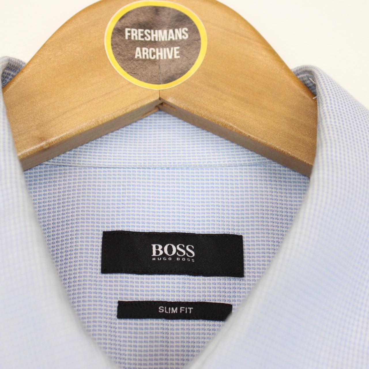 Hugo Boss Blue and White Long Sleeve Cotton Shirt