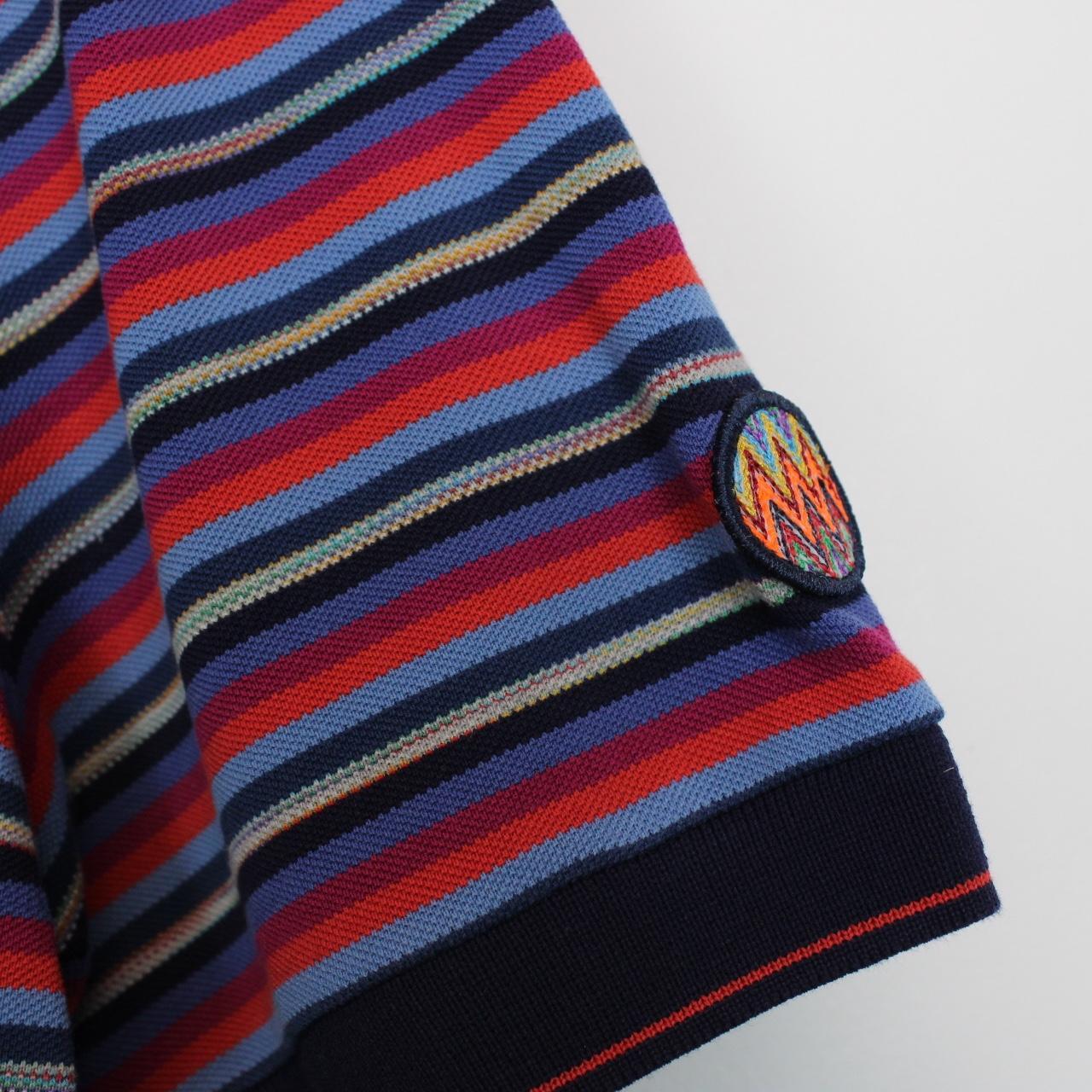Missoni Multicoloured Striped Short Sleeve Cotton Polo Shirt
