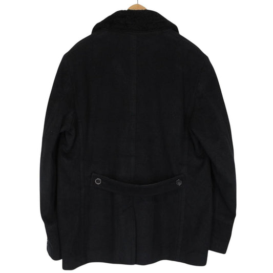 Burberry Black Double Breasted Cashmere Virgin Wool Blend Pea Coat