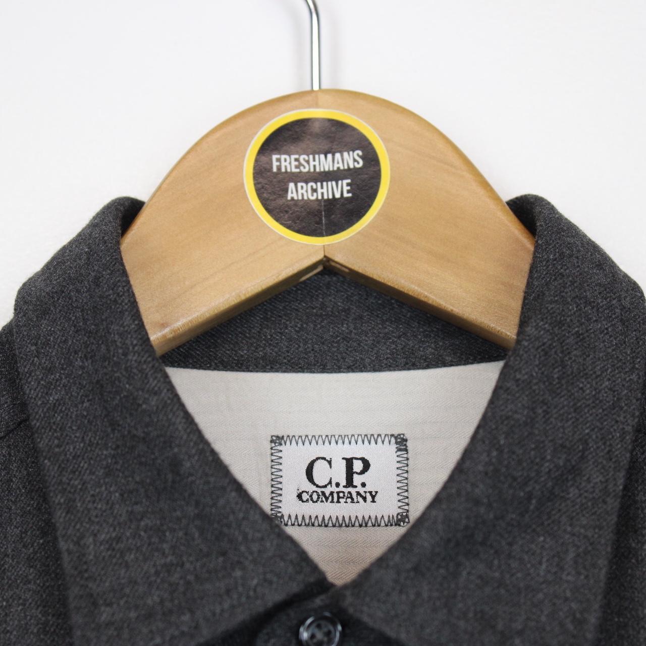 CP Company Grey Button Up Military Double Pocket Lens Overshirt