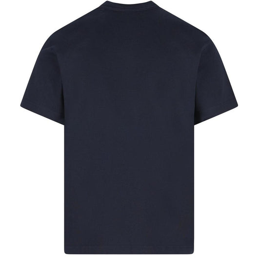 Burberry Navy Blue and White Logo Print Short Sleeve Cotton T-Shirt