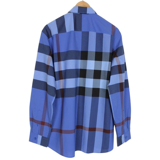 Burberry Blue Nova Check Long Sleeve Somerton Cotton Shirt