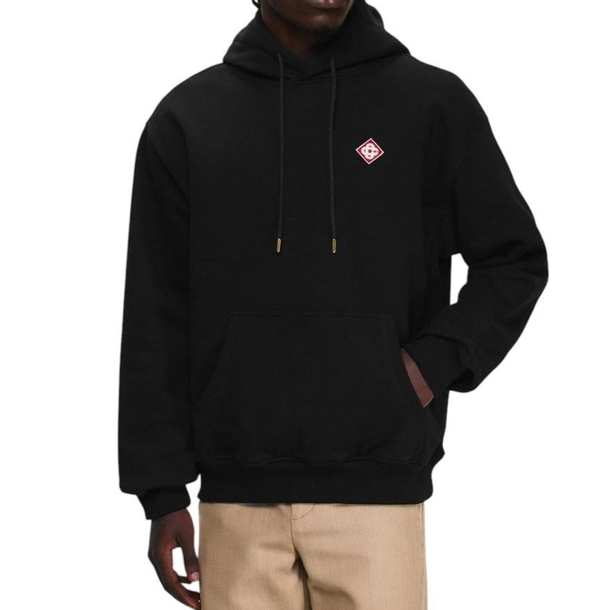 Casablanca black hoodie jumper with classic diamond logo, made of cotton.