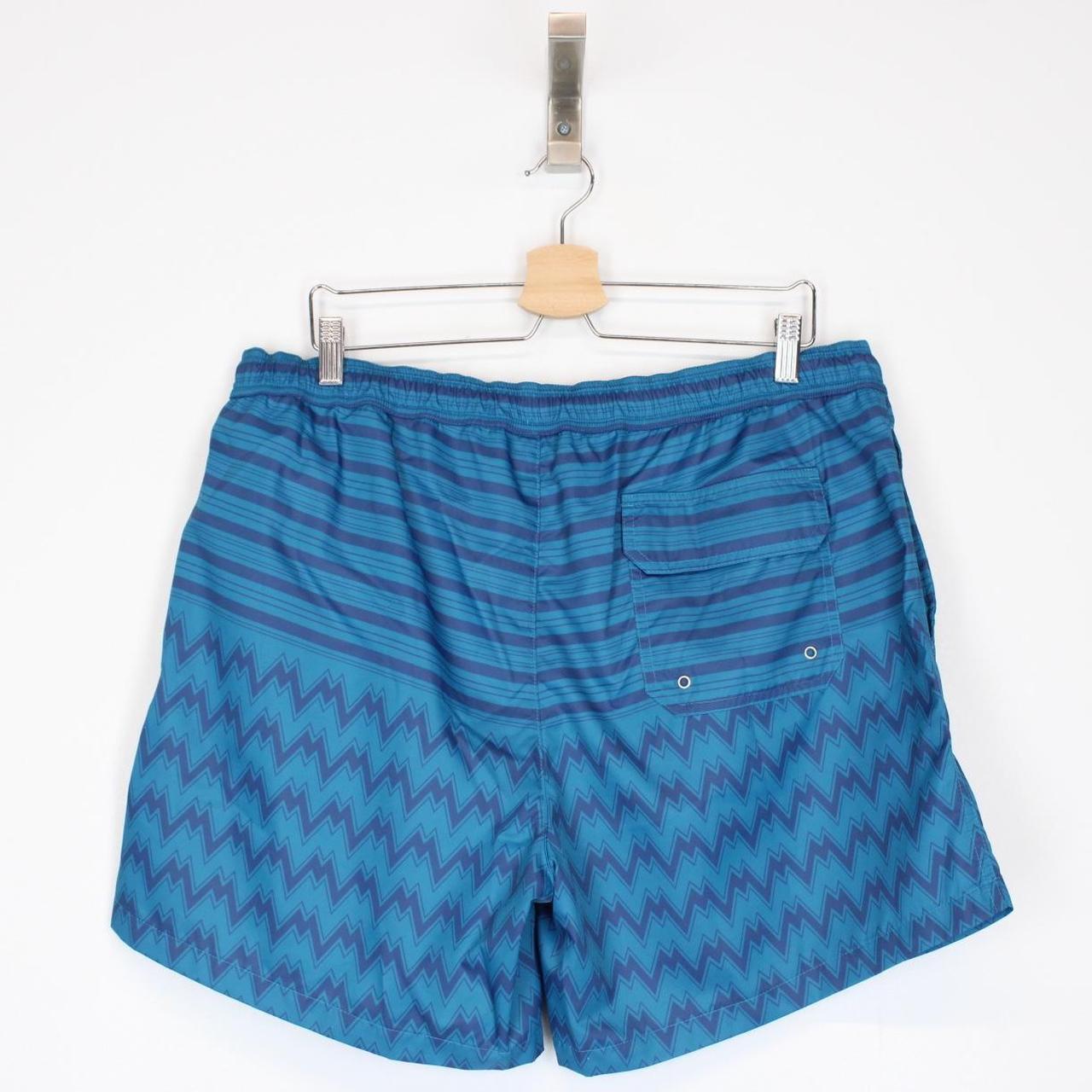 Missoni Blue Striped Logo Patch Nylon Swim Shorts