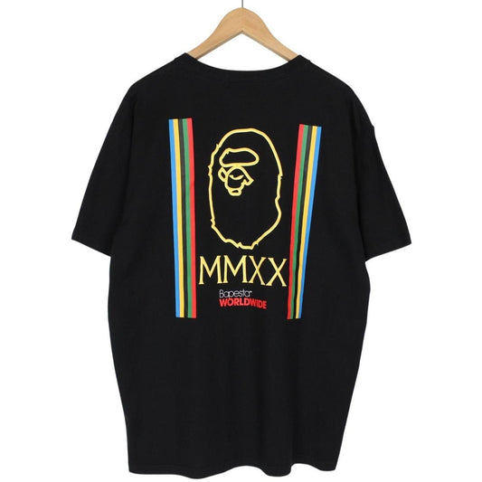 Bape Black and Multicoloured Relaxed Line Graphic Short Sleeve T-Shirt