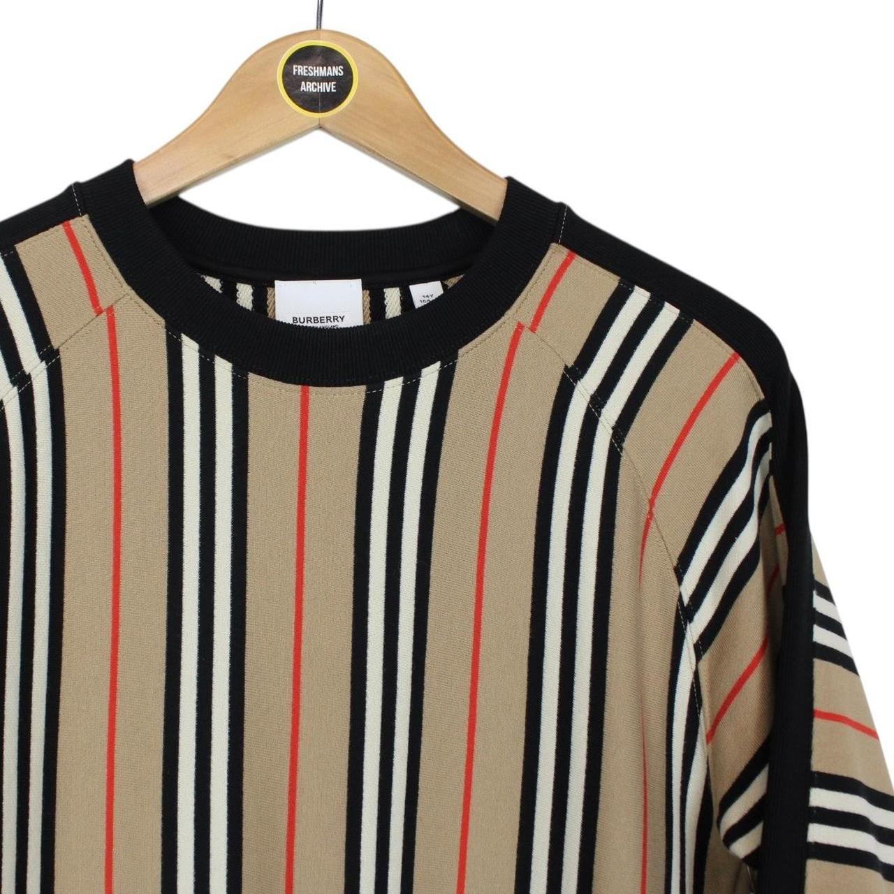 Burberry Tan Brown and Black Nova Icon Stripe Cotton Sweatshirt Jumper