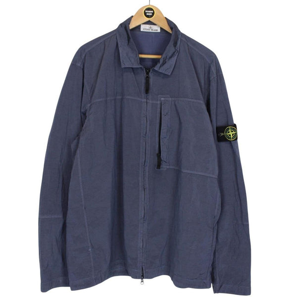 Stone Island AW 2024 Blue Full Zip Econyl Nylon Metal Overshirt Jacket