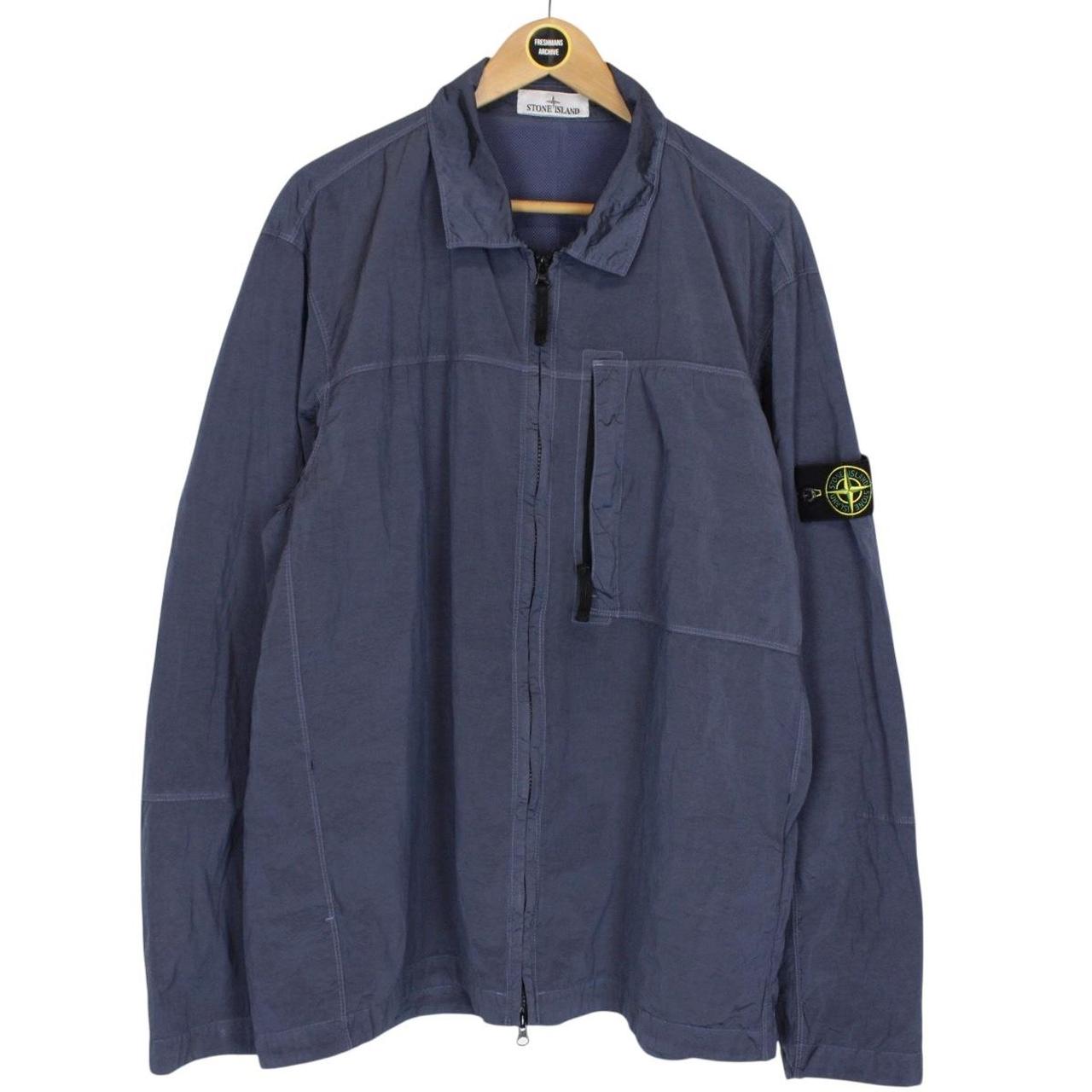 Stone Island AW 2024 Blue Full Zip Econyl Nylon Metal Overshirt Jacket