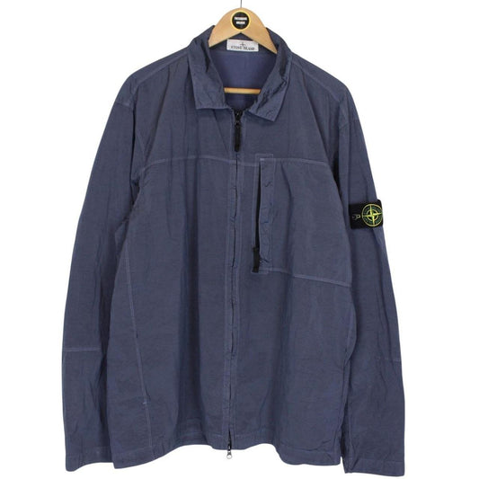 Stone Island AW 2024 Blue Full Zip Econyl Nylon Metal Overshirt Jacket
