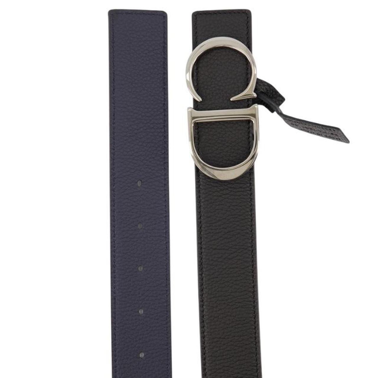 Dior Black and Navy Blue CD Logo Reversible Leather Belt