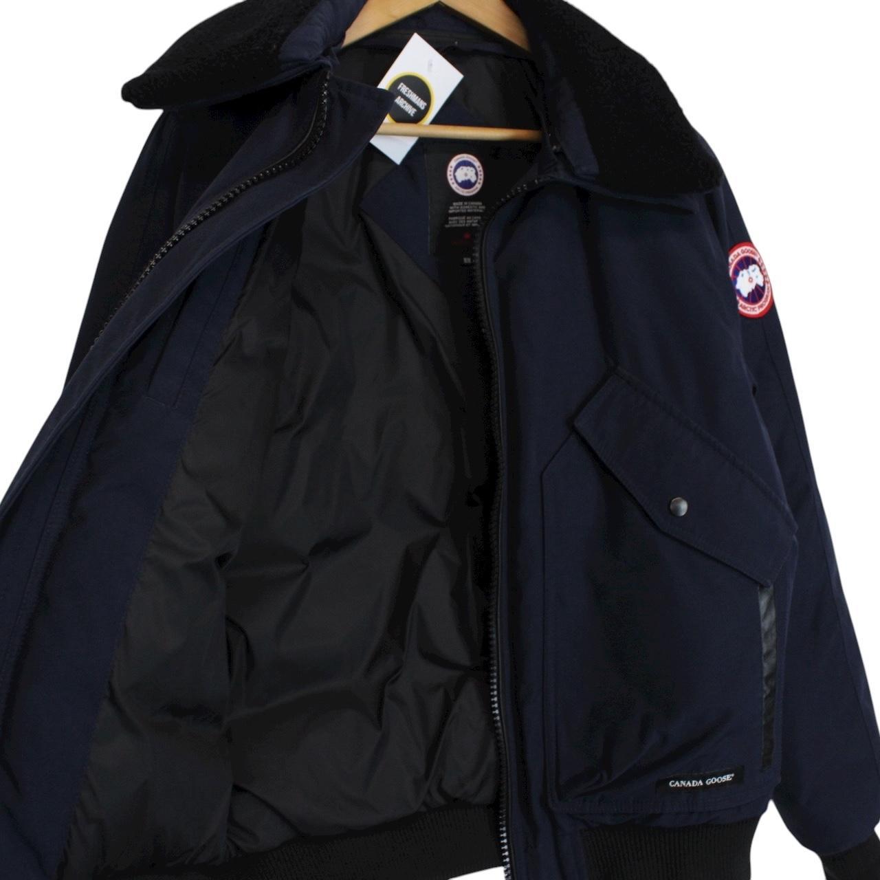 Canada Goose Navy Blue Bromley Bomber Down Jacket with Fur Trim