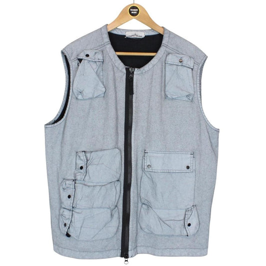 Stone Island SS 2019 Felpa Placcata Blue Multi Pocket Cotton Vest