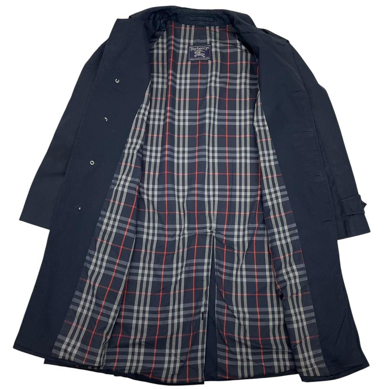 Vintage 90s Burberry Navy Blue Single Breasted Trench Coat