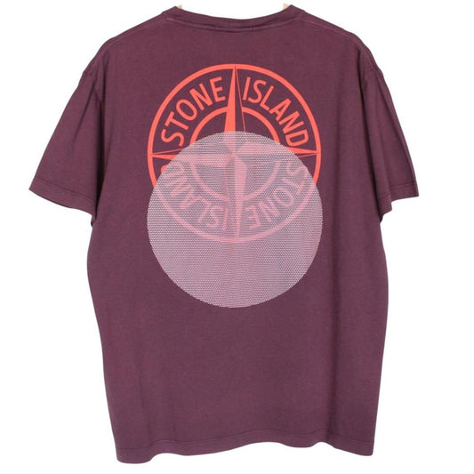 Stone Island SS 2022 Burgundy Short Sleeve Cotton Split Logo T-Shirt