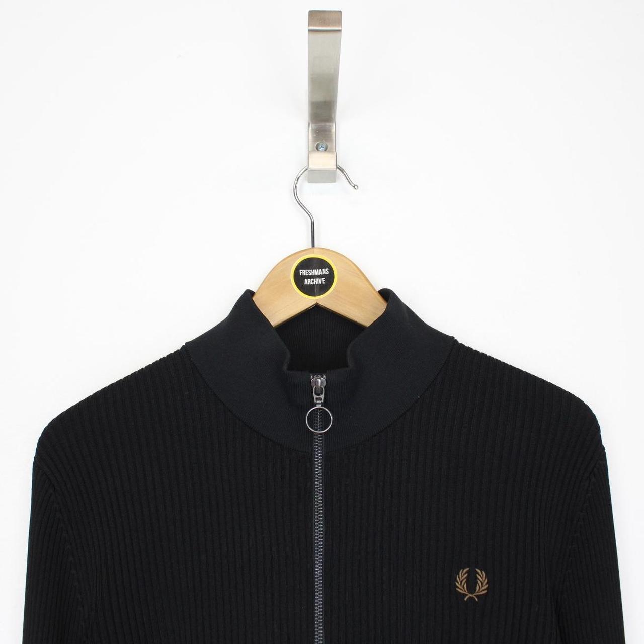 Fred Perry Black Ribbed Full Zip Cardigan Jacket