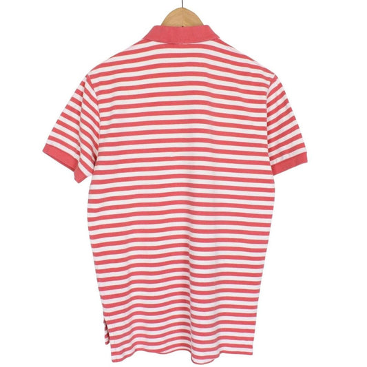 Vintage Polo Ralph Lauren Red and White Striped Short Sleeve Cotton Polo Shirt