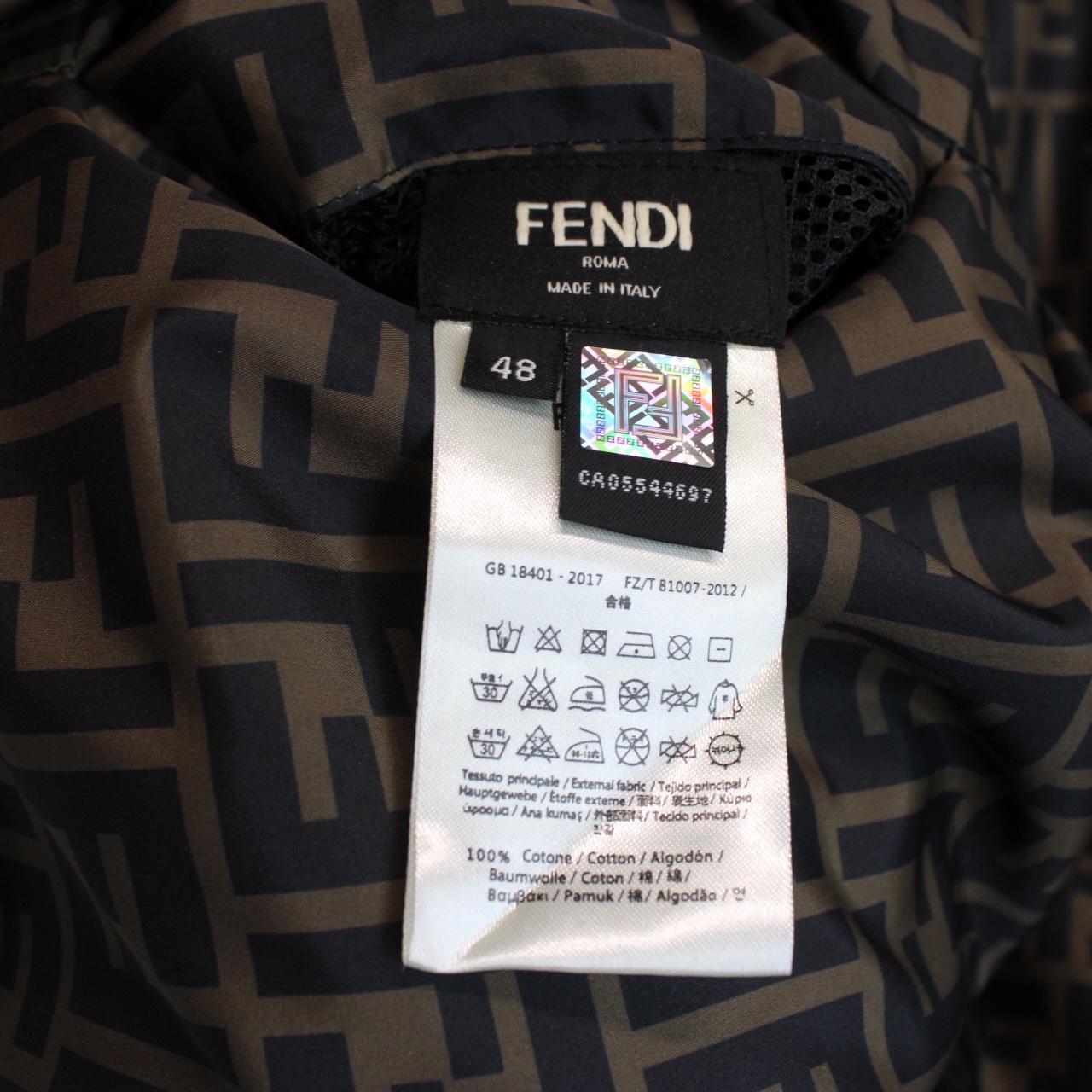 Fendi Brown and Black Zucca Monogram Reversible Windbreaker Jacket