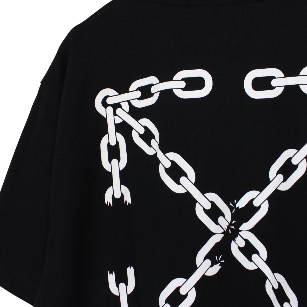 Off White Black and White Chain Arrow Print Short Sleeve T-Shirt