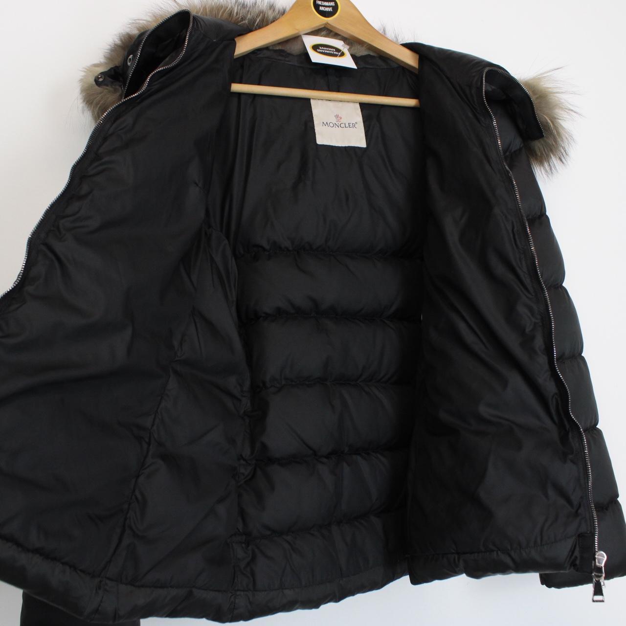 Moncler Tatie Black Fur Hooded Belted Down Puffer Jacket