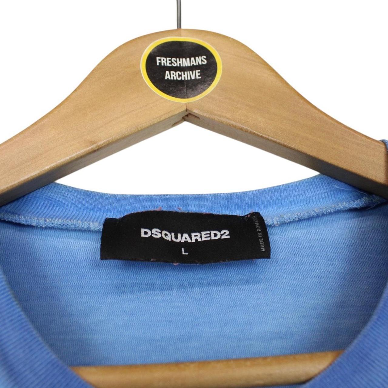 Dsquared2 Blue and Red DSQ2 Split Print Short Sleeve Cotton T-Shirt